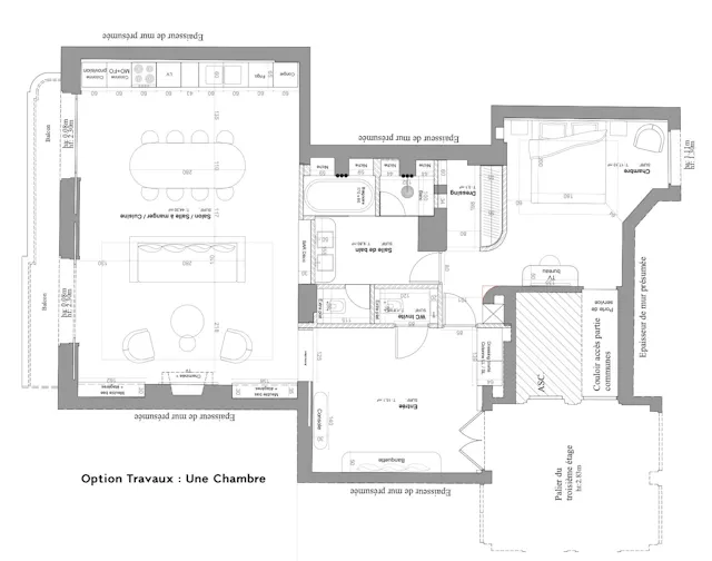 91 m² 3-room flat to renovate with 7 m² balcony, avenue Montaigne